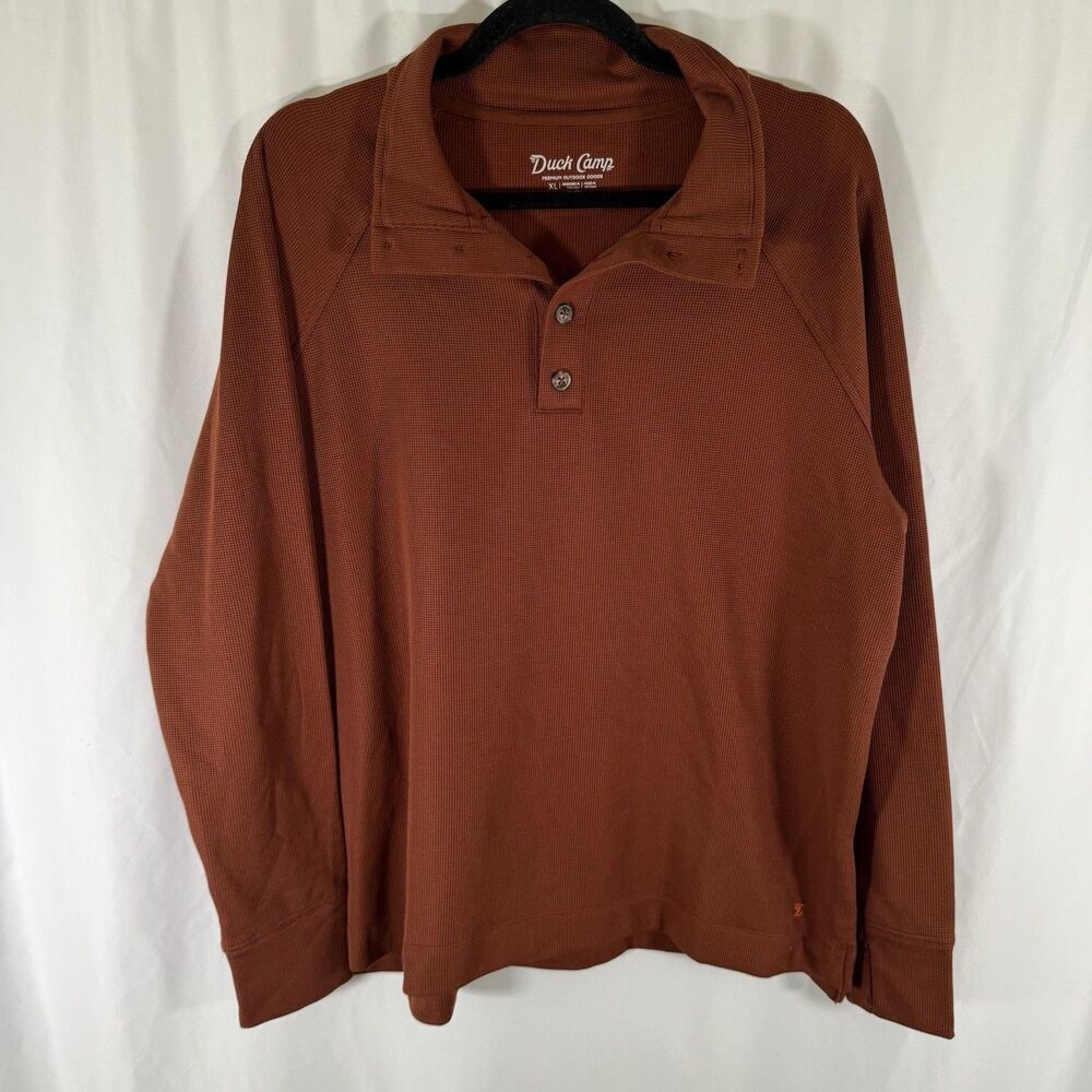 Duck Camp Sweater Women's XL Orange Turtleneck Wool Bl Outdoor Pullover Waffled